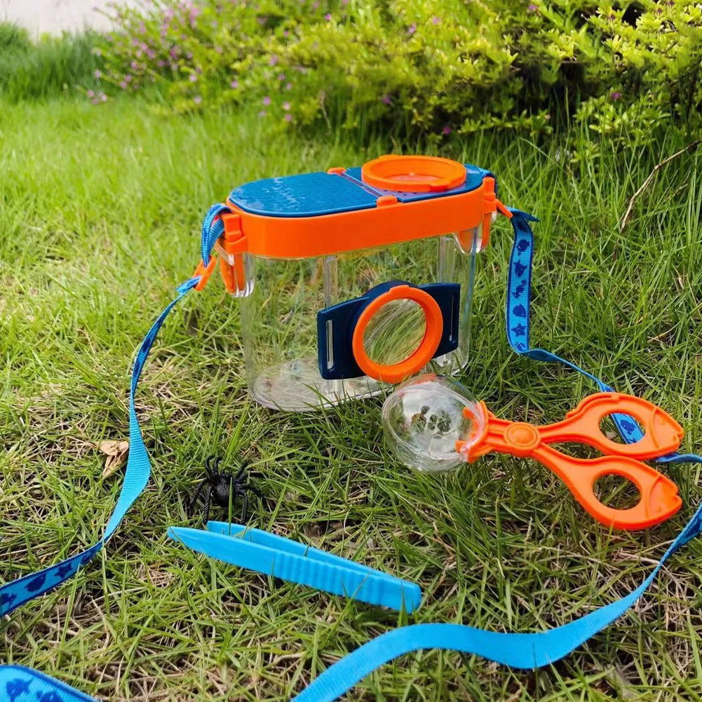 Magnifying Glass Small Outdoor Insect Box with Tweezers Insect Collection Kit Kids Science Nature Exploration Tool